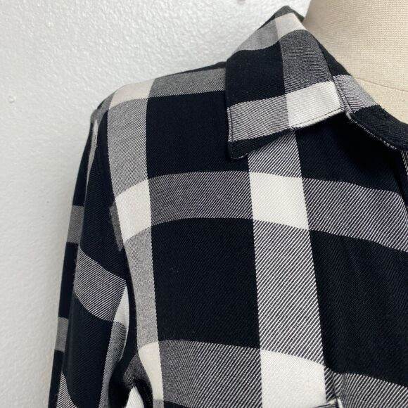 Sanctuary Womans Blouse Small Black White Checks Rayon Long Sleeves Hip-Hop Boho - Picture 3 of 12